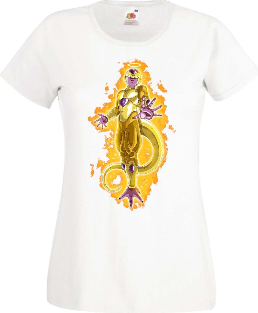 Damen T-Shirt Anime Manga Dragon Anime Manga Ball Z 08 Golden Freezer, Lady S / Weiß