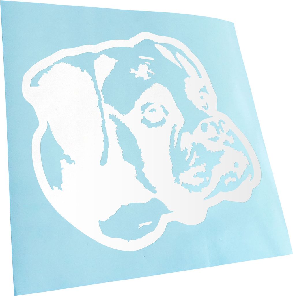Kiwistar - Autoaufkleber - Boxer Hund - Weiss - 60x55cm - Aufkleber für Auto, Laptop, Fahrrad, LKW, Motorrad mehrfarbig JDM Decal Racing