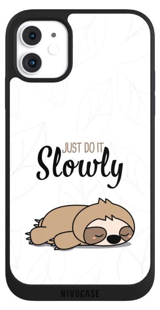 NIVOCASE Handyhülle für Apple iPhone 11 Hülle NIVOpure Case Schwarz Faultier Tiere lazy sunday