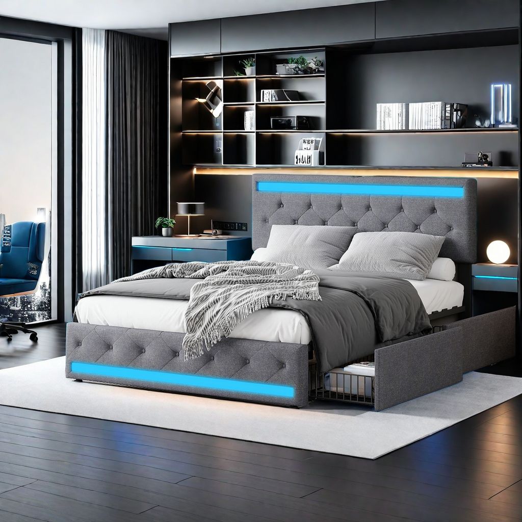 UnboxG Polsterbett 180x200 mit LED und USB-Anschluss, 4 Produktbild 