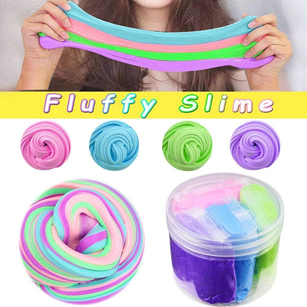 4 Farben Fluffy Fluff Floam Slime Schleim für Stressabbau Baby DIY Spielzeug Kit 