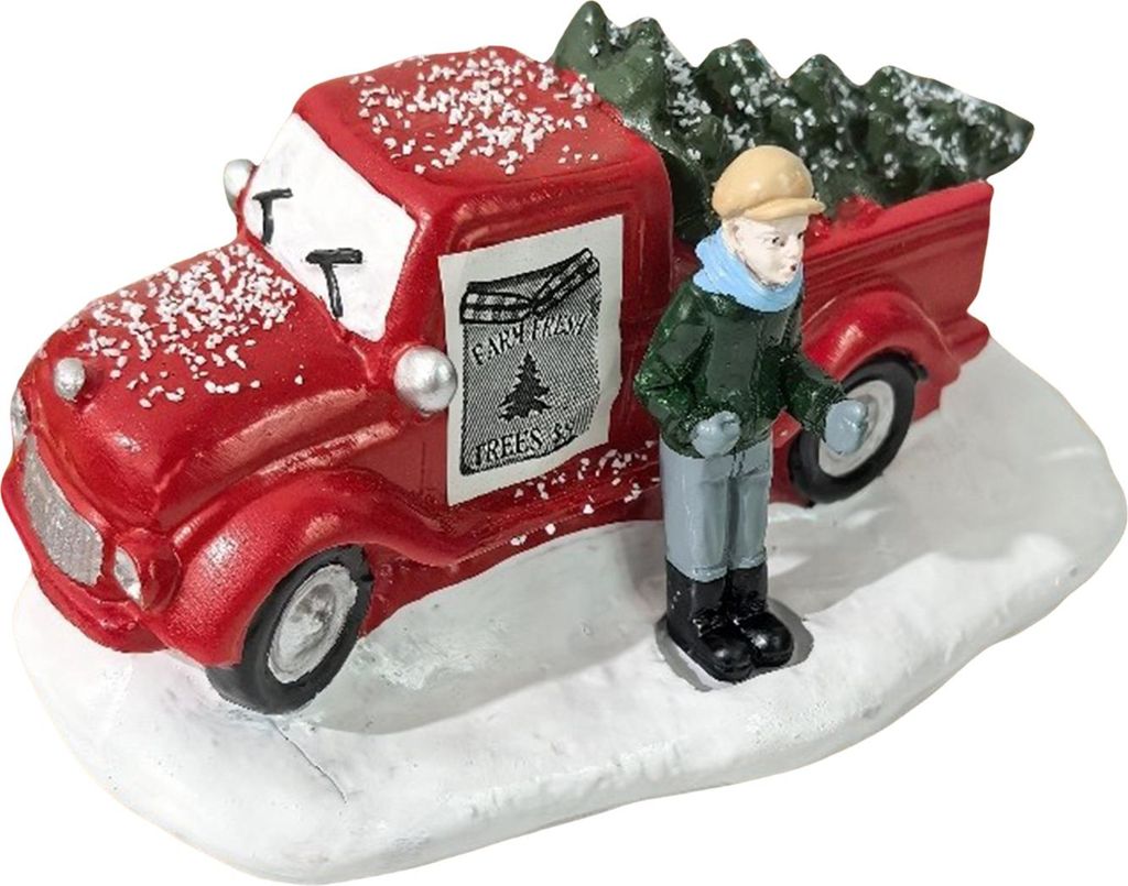 Weihnachts-Truck-Ornament mit stabilem Sockel, Autofigur aus Kunstharz, vielseitig einsetzbar als Tisch-, Regal- oder Weihnachtsbaumdekoration
