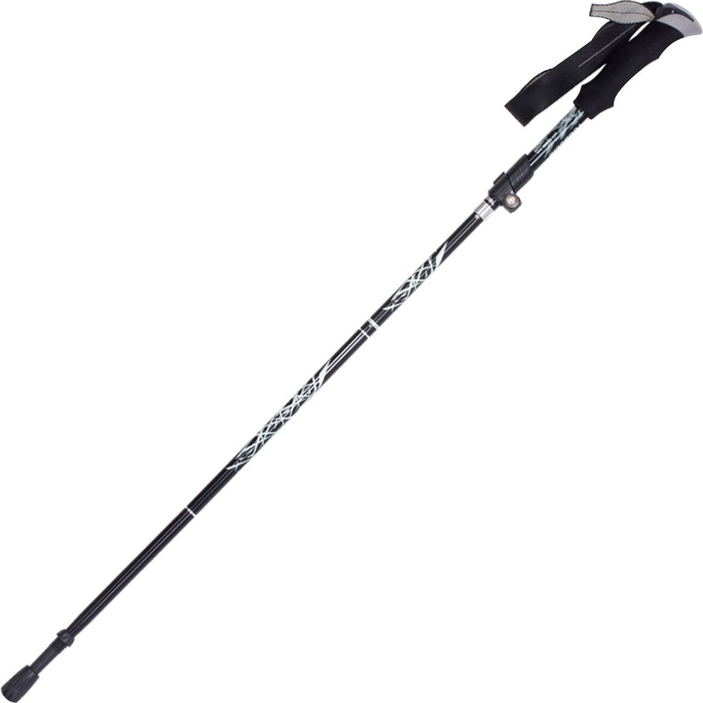 Ultraleichter Teleskop-Trekkingstock aus Aluminiumlegierung, Anti-Schock-Wanderungs-Klappstock, Schwarz
