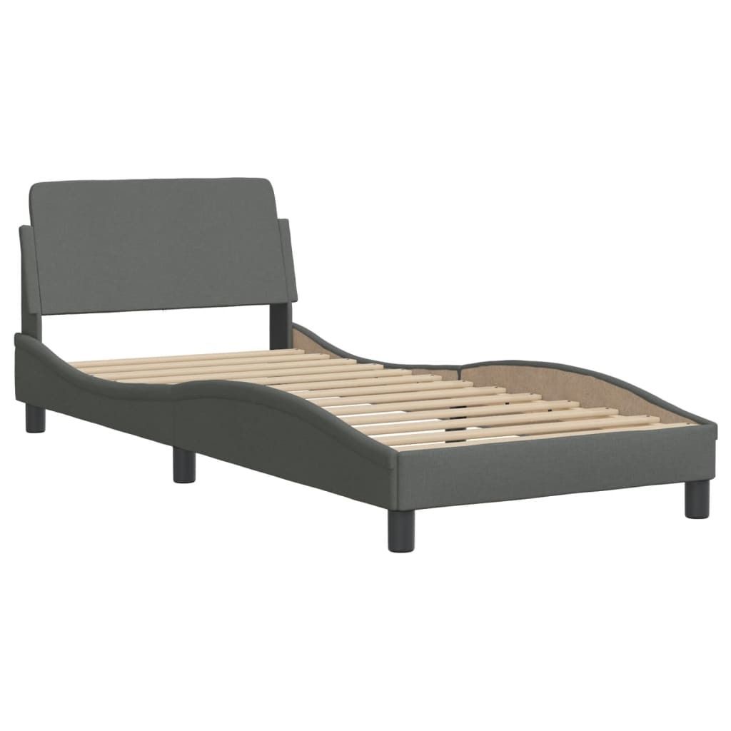 Eleganten-Stil Bettgestell/Bettrahmen - CLORIS - Einzelbett - "Dover" Dunkelgrau 90x190 cm Stoff - Klassische Betten - Möbel26