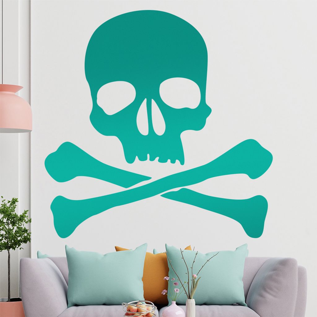 KIWISTAR Totenkopf - Schädel Piraten Rebell Wandtattoo in 6 Größen - Wandaufkleber Wall Sticker - Dekoration, Küche, Wohnzimmer, Schlafzimmer, ...