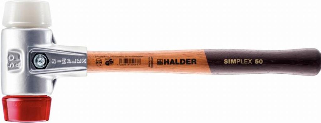 HALDER SIMPLEX Hammer Kunststoff / Superplastik mit Aluminiumgehäuse und Holzstiel - D=60 mm - 3167.060