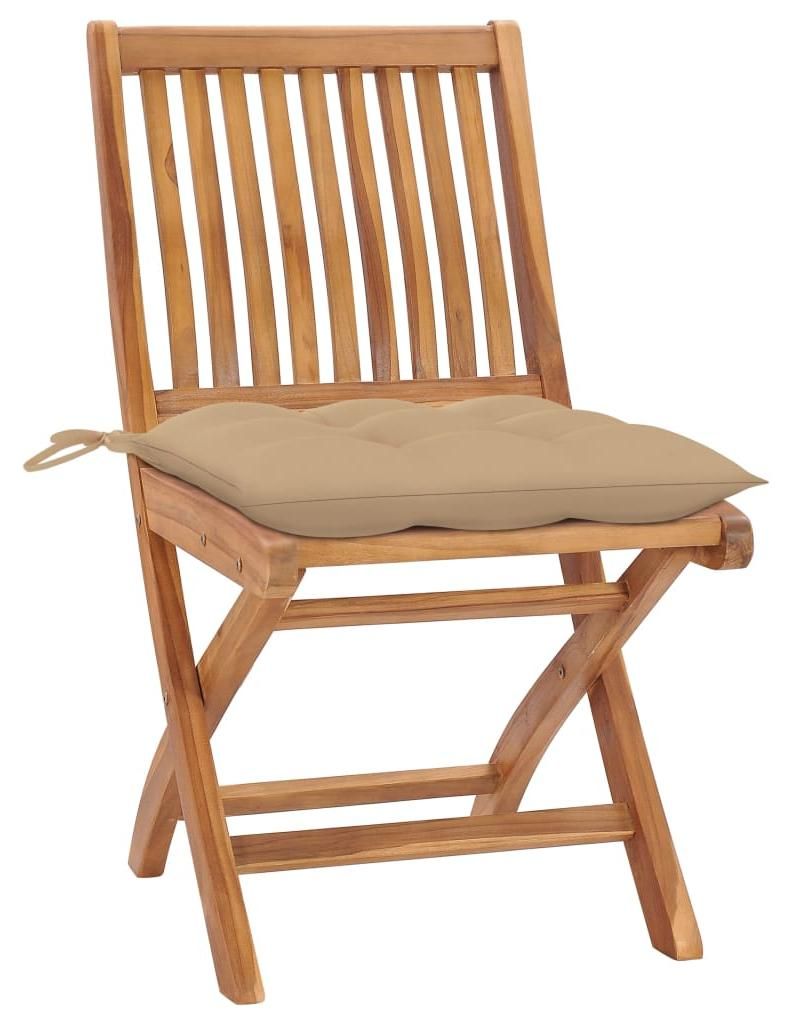 vidaXL Klappbare Gartenstühle mit Kissen 8 Stk. Massivholz Teak