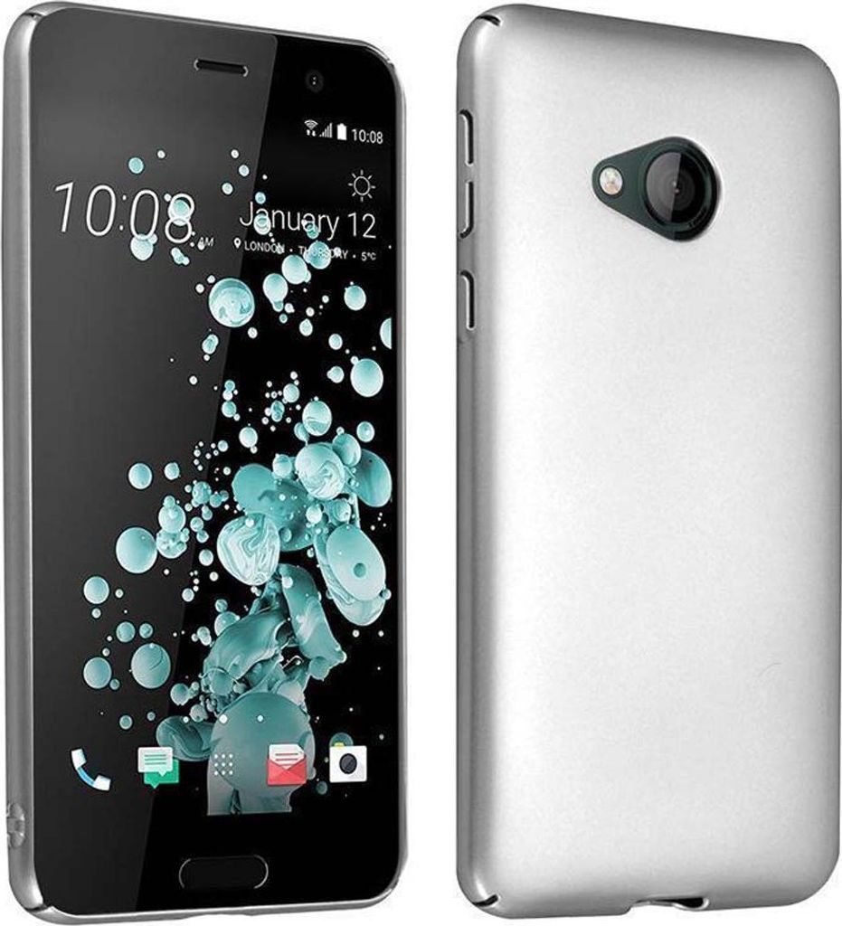 Cadorabo Hülle für HTC U PLAY Schutzhülle in Silber Hard Case Handy Hülle Etui