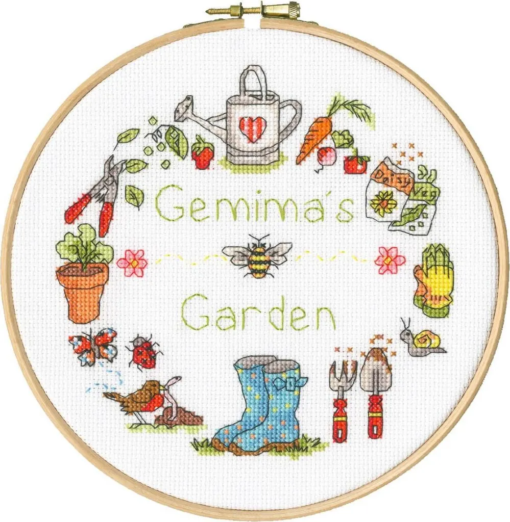 Kit Point de Croix My Garden 17,5cm avec Fils Moulinés et Tambour