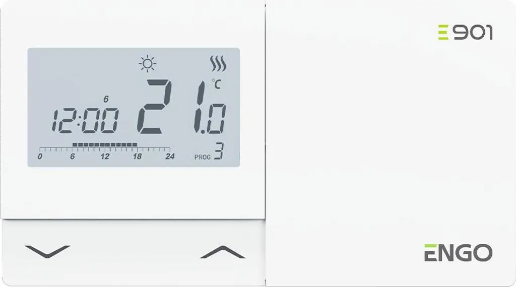 Thermostat d'ambiance programmable E901 blanc pour chauffage central