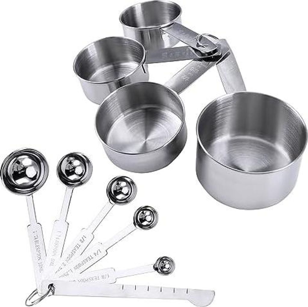 10 teiliges Messbecher und Löffel Set, Edelstahl Messbecher Produktbild 