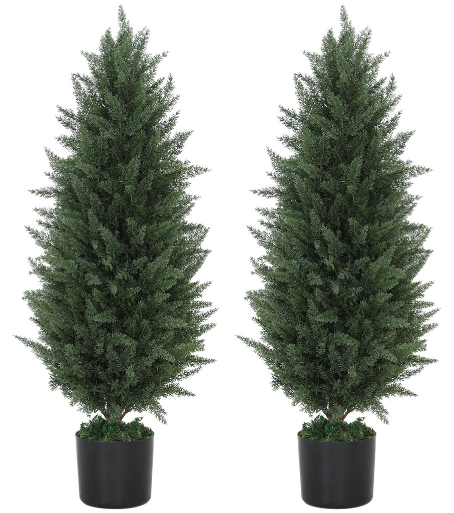 HOMCOM Künstliche Zypressen 2er-Set groß 90 cm UV-beständig Produktbild 