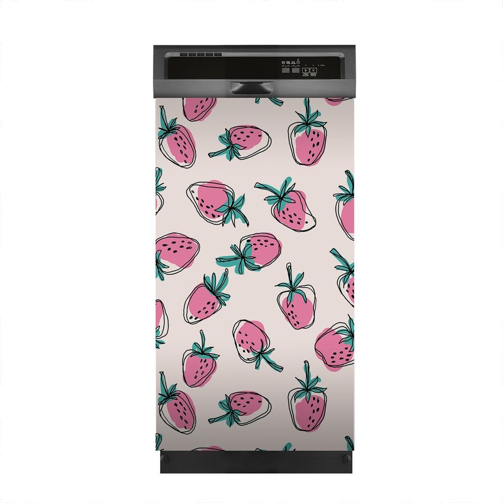 Aufkleber sticker 45x80 cm Dekorative folie Spülmaschine - Rosa Erdbeeren doodle