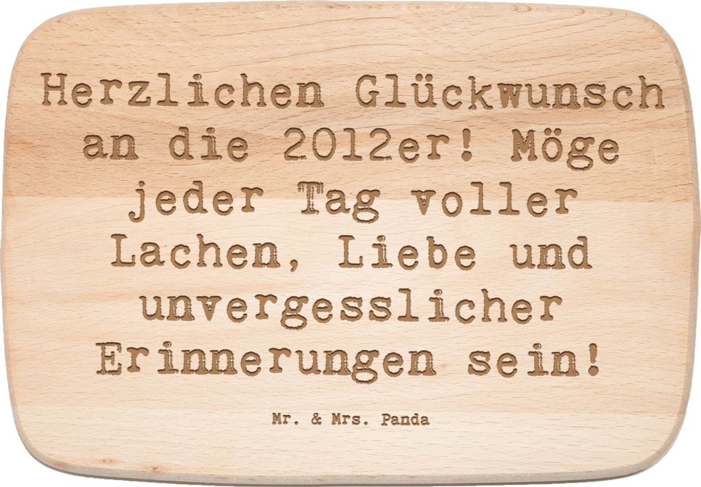 Mr. & Mrs. Panda Schneidebrett Holz Spruch 2012 Geburtstag Glückwünsche - Transparent - Geschenk, Geburtstagsgeschenk, Retro, Küchenbrett, Alter...