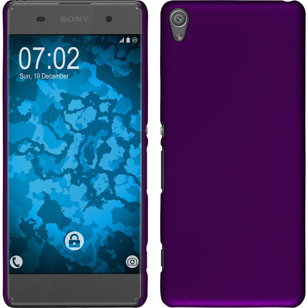 PhoneNatic Case kompatibel mit Sony Xperia XA - Hülle lila gummiert Hard-case + 2 Schutzfolien