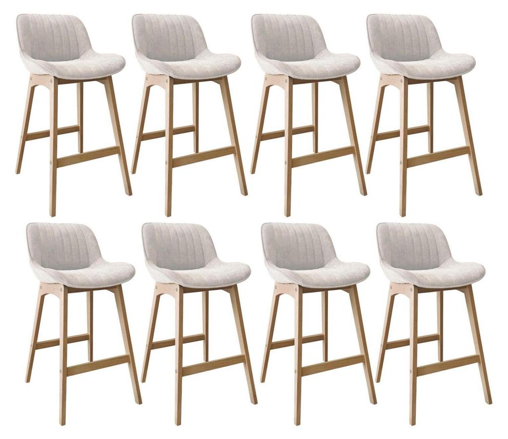 NORDEN Barhocker-Set Eiche & Cord-Samt H75cm