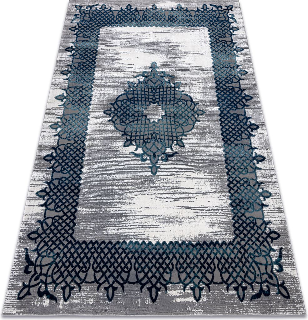 Teppich CORE W9797 Rahmen, Rosette - Struktur zwei Vliesebenen, blau / grau Blau 180x270 cm