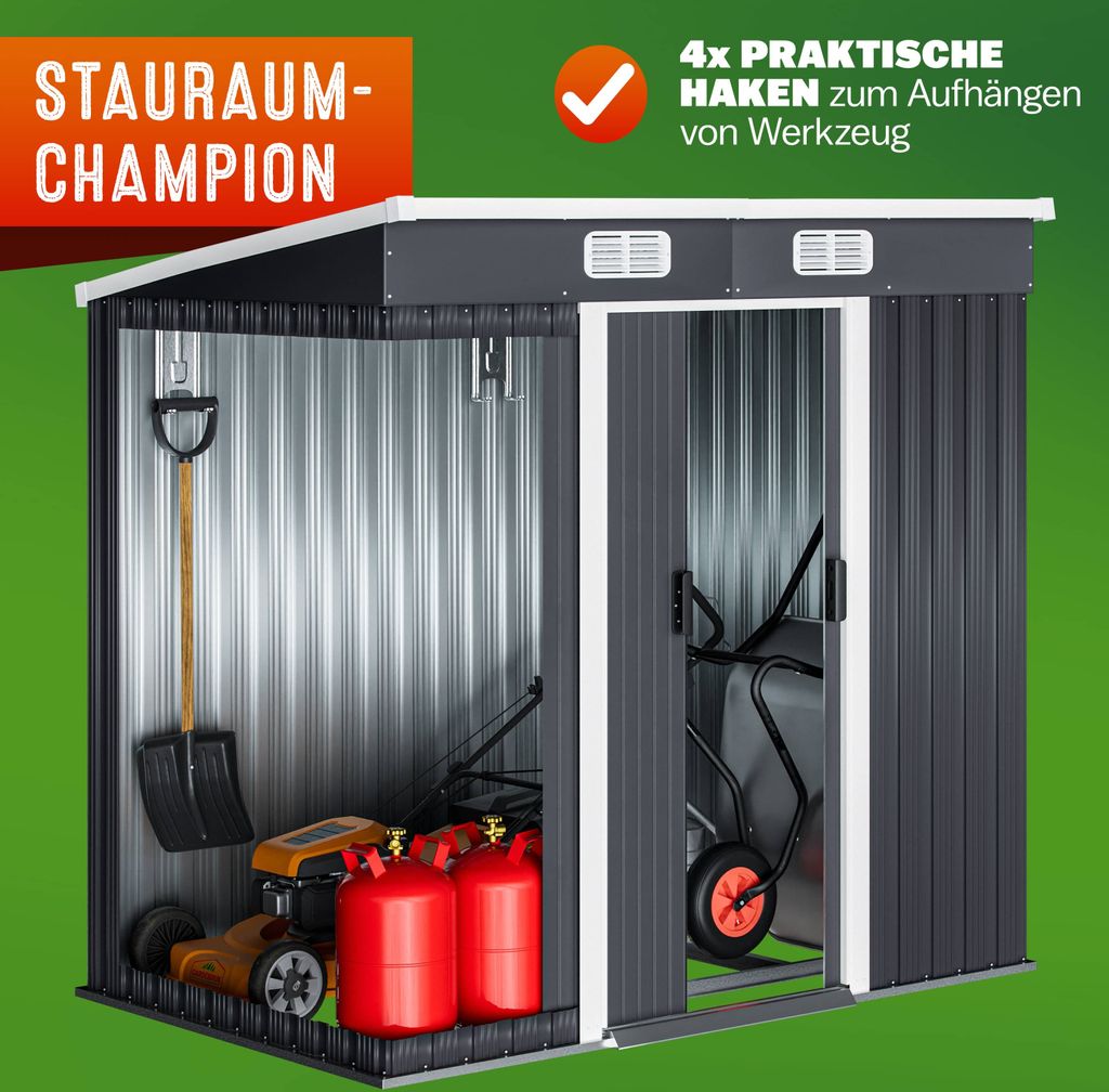 GARDEBRUK® L Metall Gerätehaus 2m² mit Fundament Produktbild 