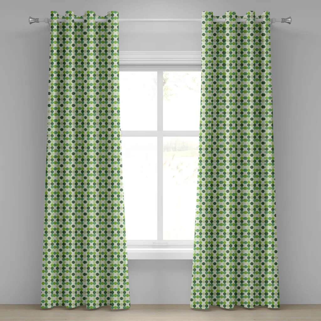 Rideau vert motif cercles 280x245 cm en tissu haute qualité à œillets