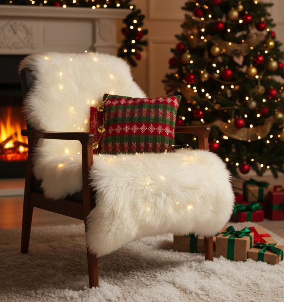 MODFU Schaffell Schaffellimitat Format Teppich Imitat Kunstfell Auflage Bettvorleger Schaf Lamm Fellteppich Kunstfell Shaggy Flauschig 60x100cm, Weiß