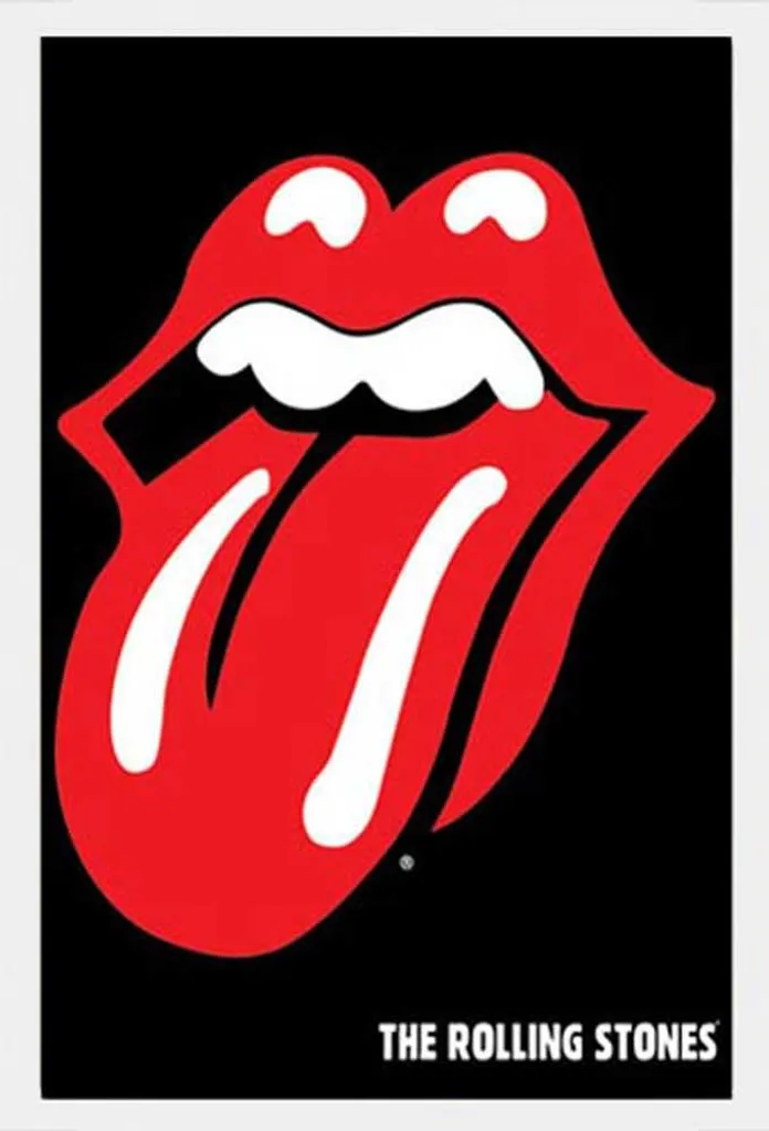 Cadre avec Affiche Rolling Stones Langue 2 Blanc Shinsuke en Verre Acrylique