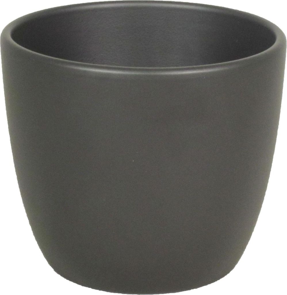 INNA-Glas Keramik Blumentopf, Ø12cm, 9,8cm, anthrazit, matt - Pflanzentopf/Übertopf