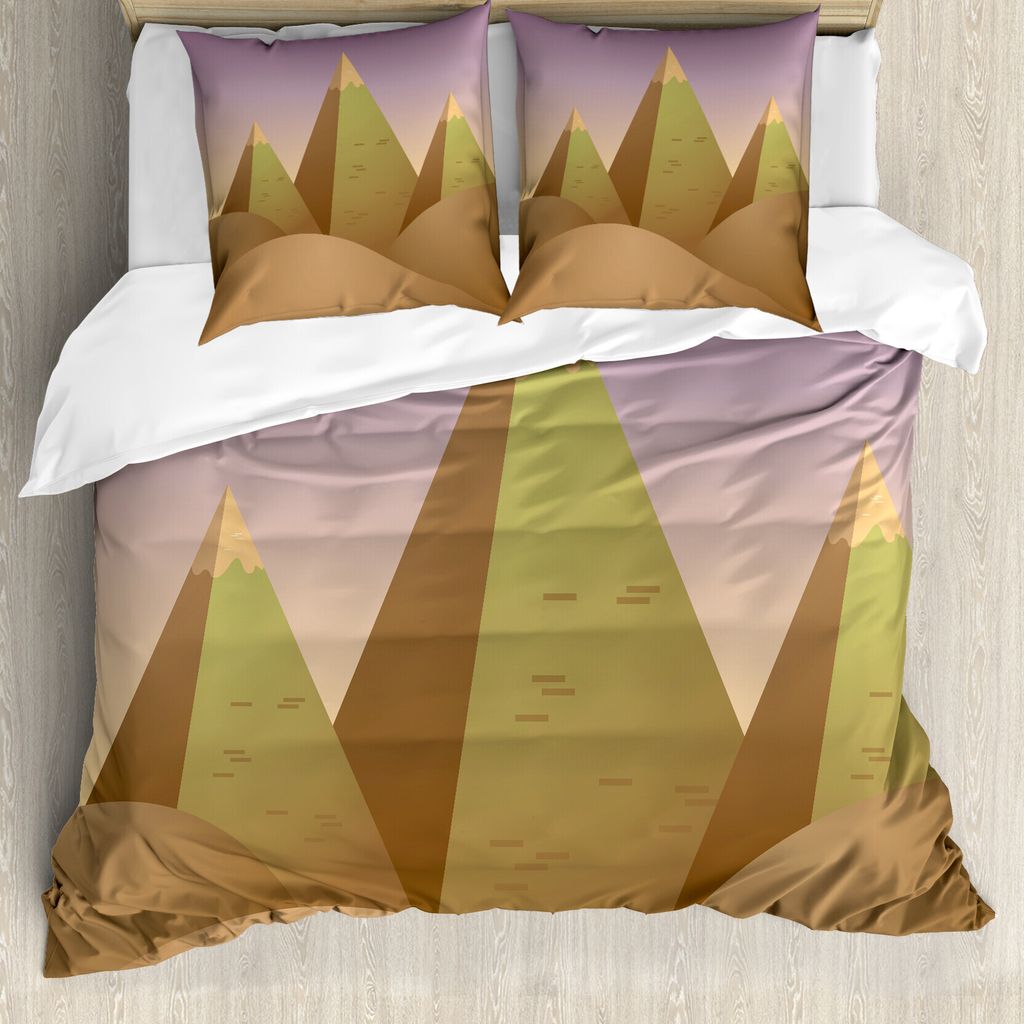 ABAKUHAUS Weinlese-Ägypter Bettbezug Set für Einzelbetten, Pyramiden Dune Sand, Milbensicher Allergiker geeignet mit Kissenbezug, 200 cm x 200 cm...