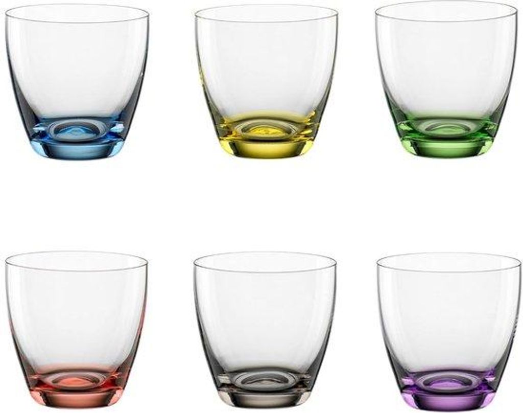 Glasbecher mit farbiger Boden - Set aus 6 - 300 ml - Farbig