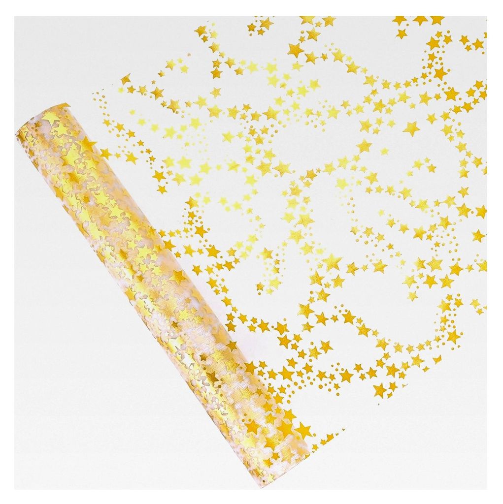 Organza Tischläufer mit Sternen, 28 cm x 7 m, Gold für Weihnachten und Advent, Dekoration für besondere Anlässe