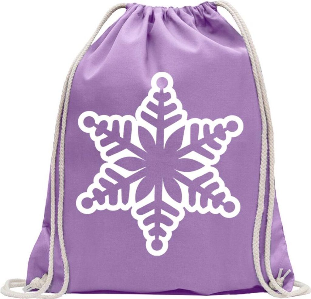 Kiwistar - Turnbeutel - lavendel - Schneeflocke Design 2 - Fun Rucksack Sport Beutel Gymsack Baumwolle mit Ziehgurt
