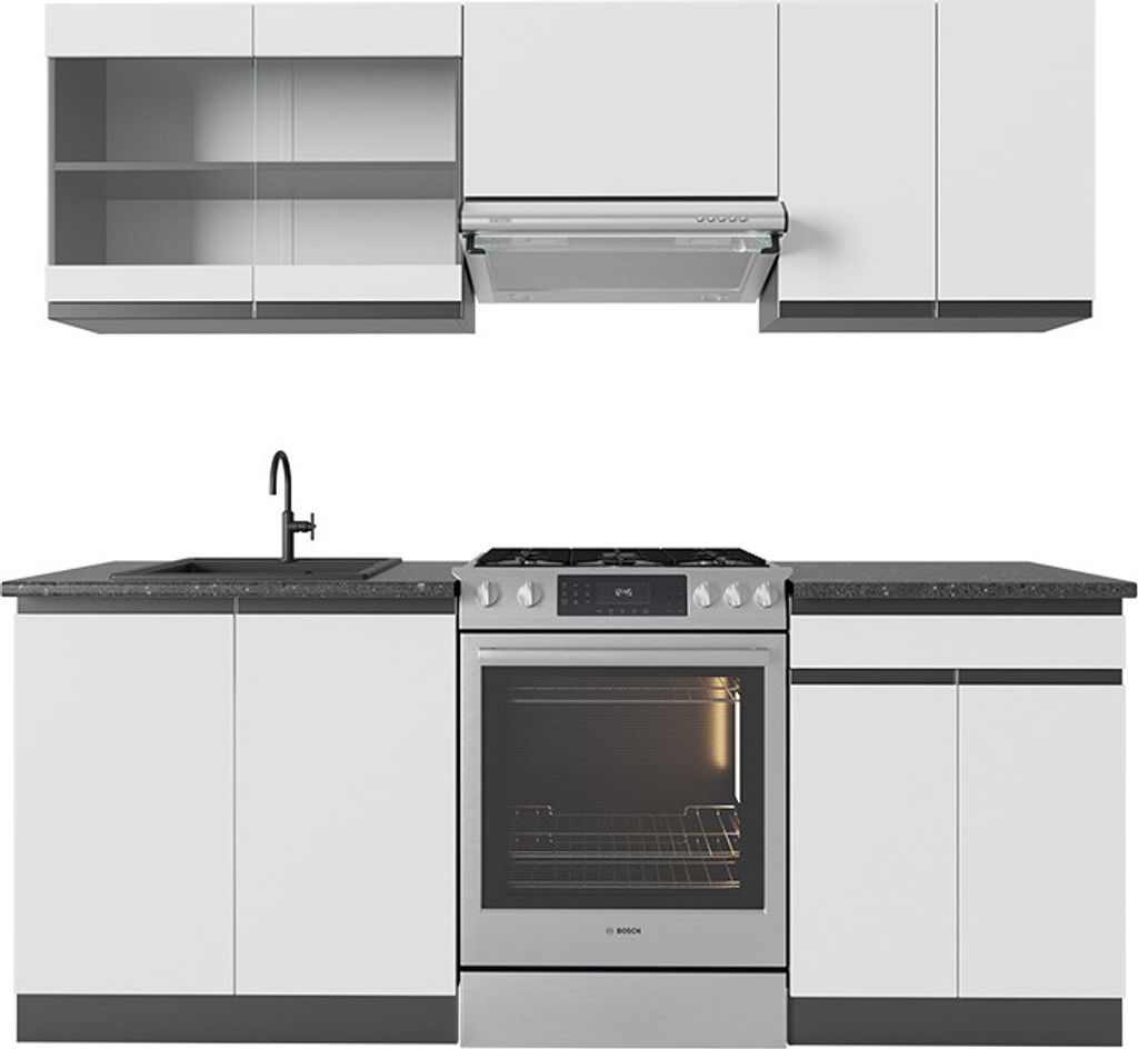 Küchenzeile Vicco R-Line Weiß/Anthrazit 200 cm  J-Shape, AP Produktbild 