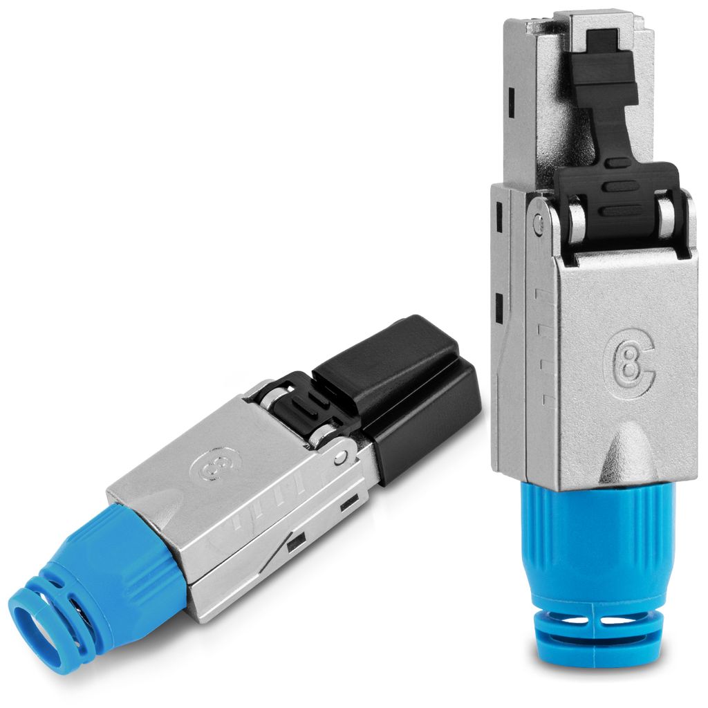 Netzwerk Stecker 1x Cat 8 CAT8.1 Netzwerkstecker RJ45 werkzeuglos Metall 2000MHz