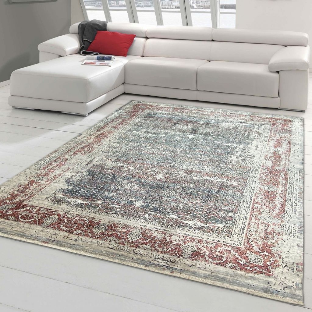 Orientalischer Seidenoptik Teppich | glänzend & weich | rot beige Größe - 133x190 cm
