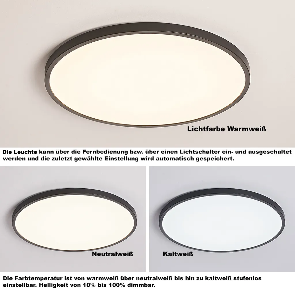 Plafonnier LED XM40-Black avec télécommande et intensité variable - 11