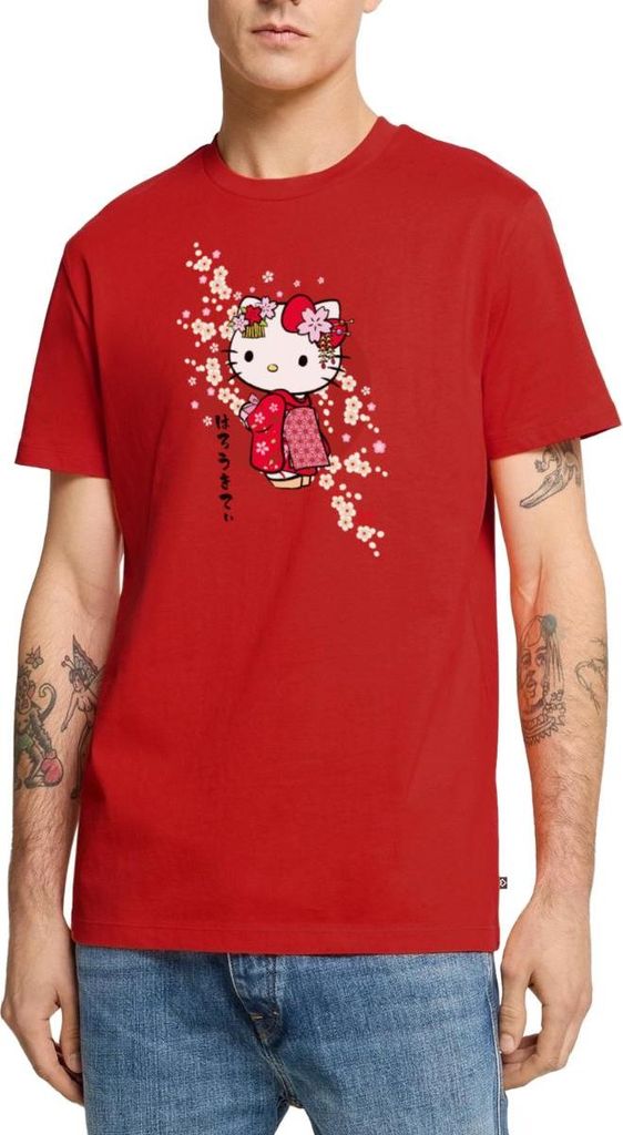 Spreadshirt Hello Kitty Japan Kimono Kirschblüten Männer Premium T-Shirt, M, Rot