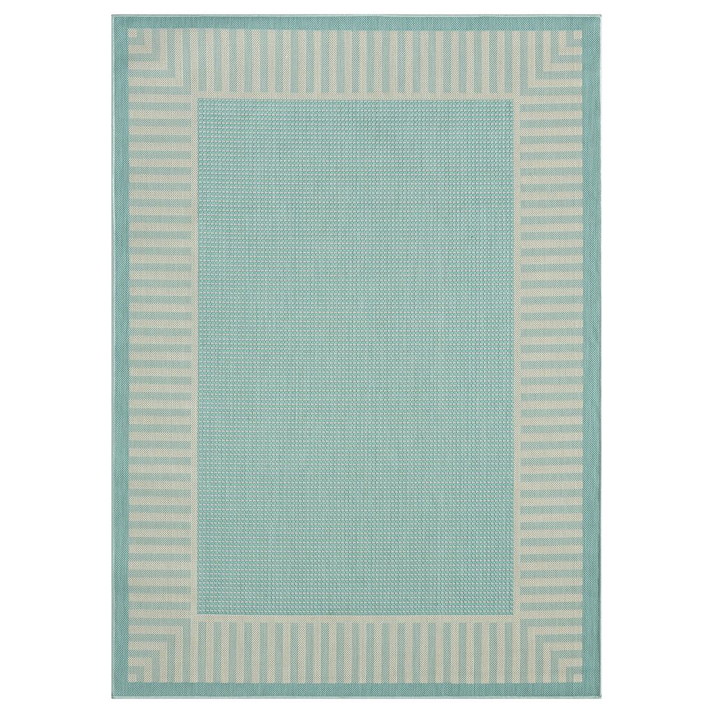 In- und Outdoor Teppich Terrassen & Balkon Küche Wohnzimmer Teppich Bordüre , Farbe:Turkis, Maße:80x150 cm