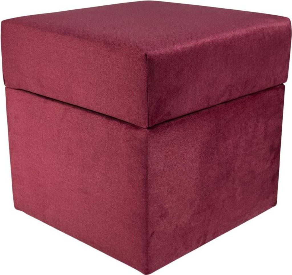 Velours-Hocker ELEMENT 40x40 cm quadratisch mit Stauraum – aufklappbarer, pflegeleichter und schwer entflammbarer Polsterhocker – Fuchsia