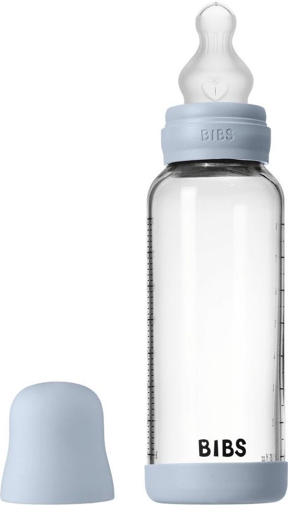 Bibs Glas-Flasche Baby Bottle Round 240 ml + Silikon-Trinksauger