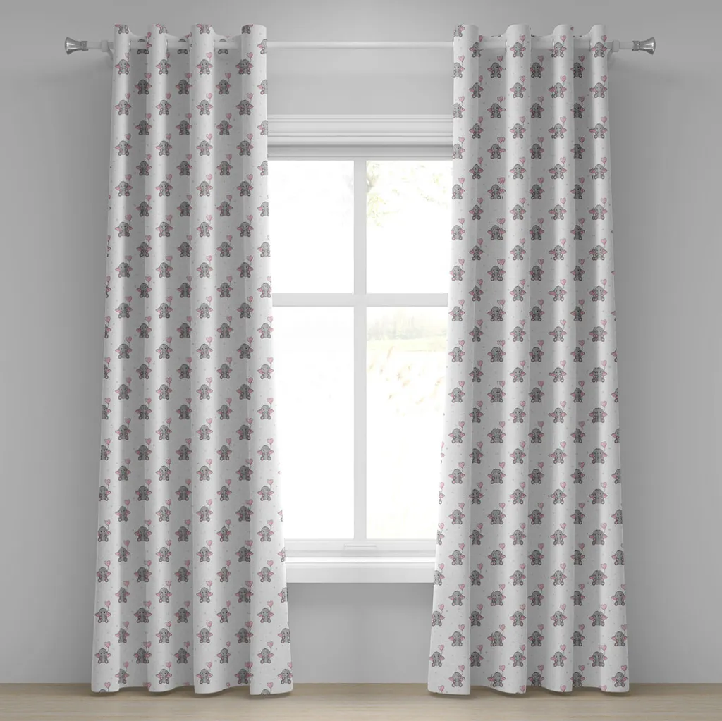 Rideau Anti-Regard Chambre Bébé Éléphant Rose 280x245 cm à Œillets