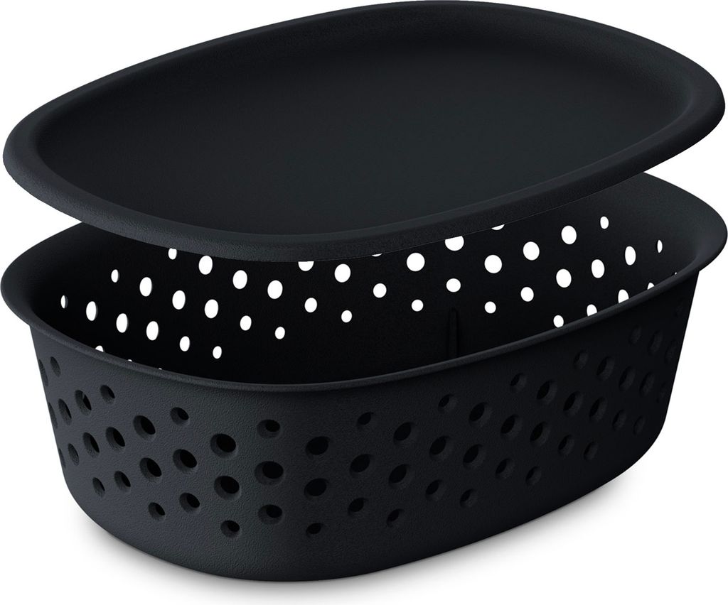 Aufbewahrungsbox Mit Deckel Durchbrochen Kunststoffbehälter Container 18,5X13,5X6 Cm 0,8 L Anthrazit