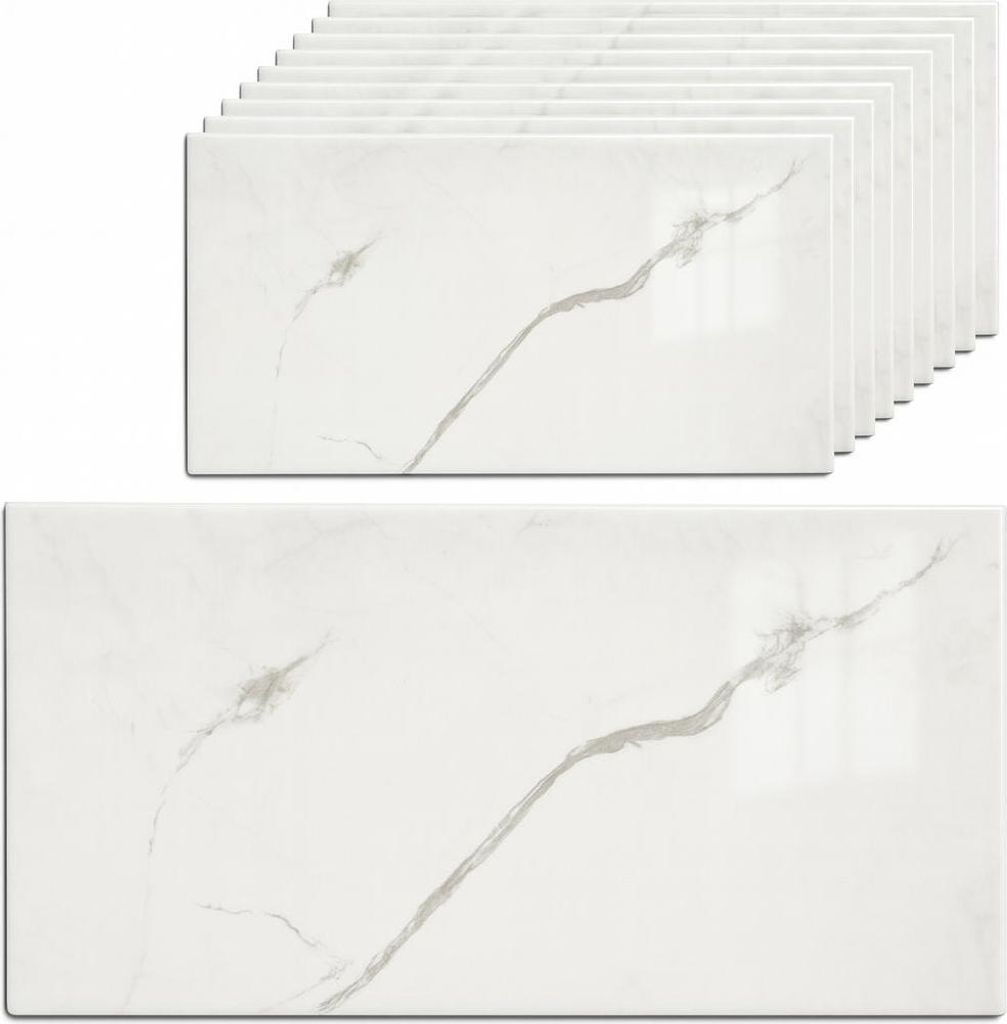 Selbstklebende Wandpaneele 10er Set 30x60 cm – Wandverkleidung modern – flexibel zuschneidbar, pflegeleicht, wasserabweisend – Marmoroptik, S...