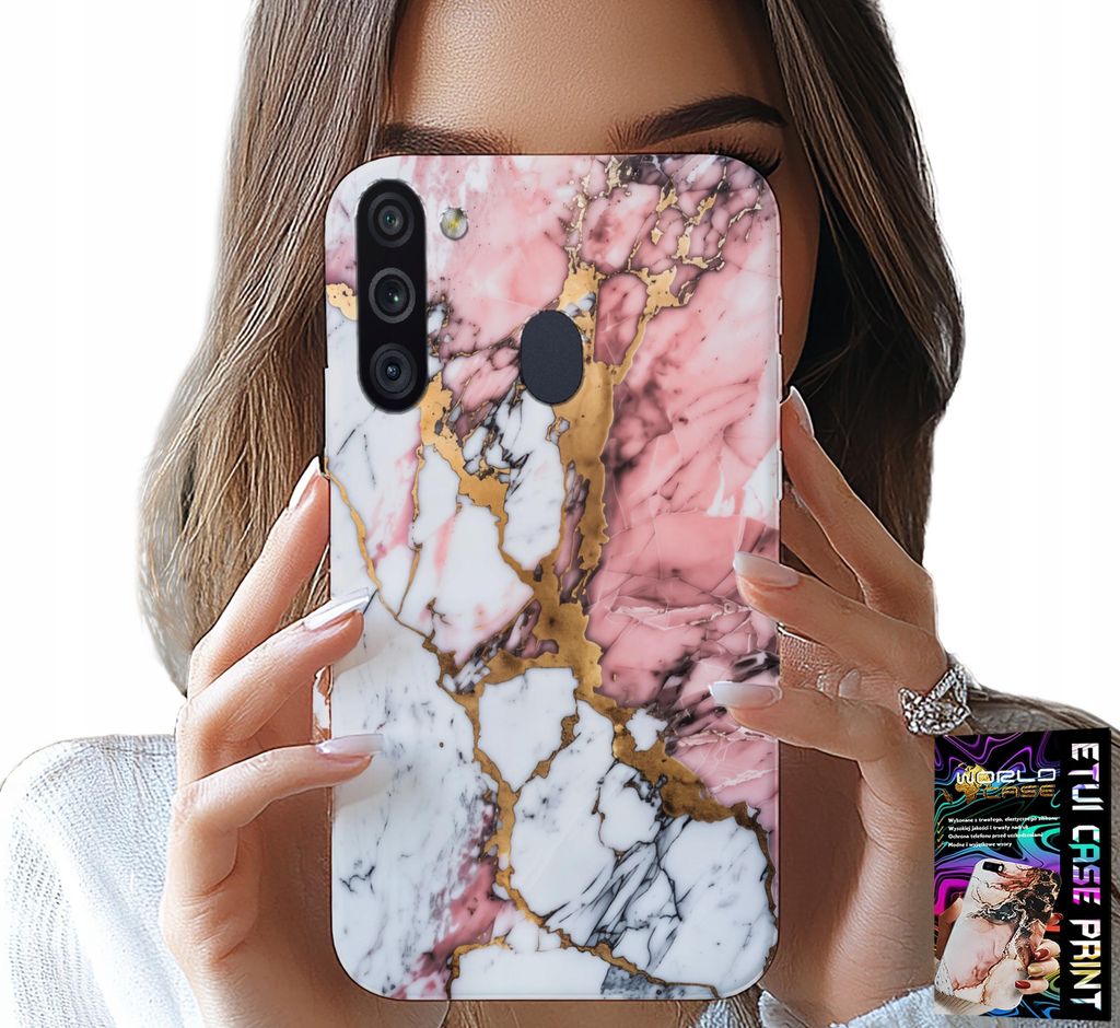 Hülle Für Samsung Galaxy A21 - Rosa Und Weisser Marmor, Steinmuster
