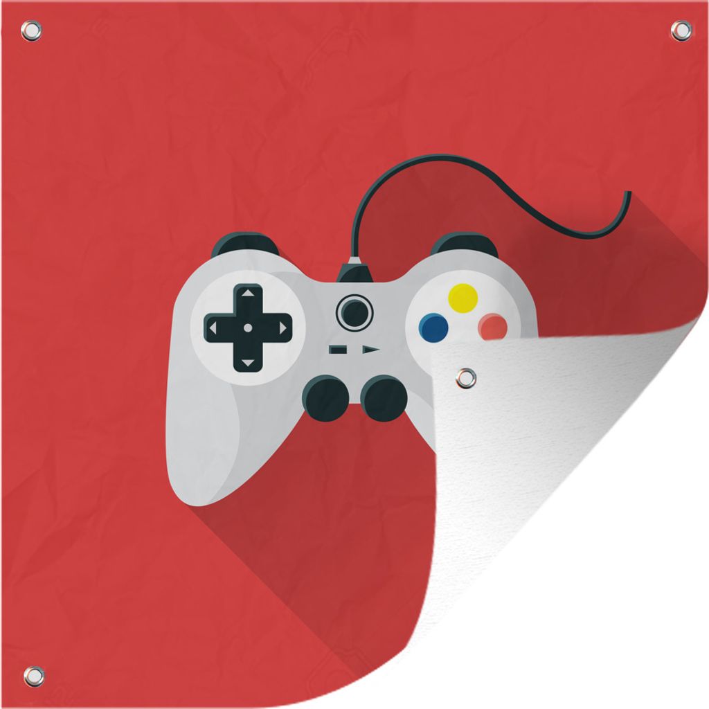 MuchoWow 50x50 cm Outdoor-Poster Gartendeko Sichtschutz Garten Poster für den Garten Controller - Spiele - Rot