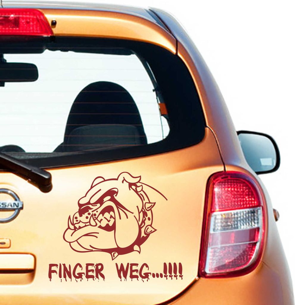Aufkleber - Autoaufkleber "Finger Weg!" 40cm x 49cm dunkelrot - Tuning Carystyling Heckscheibe Auto