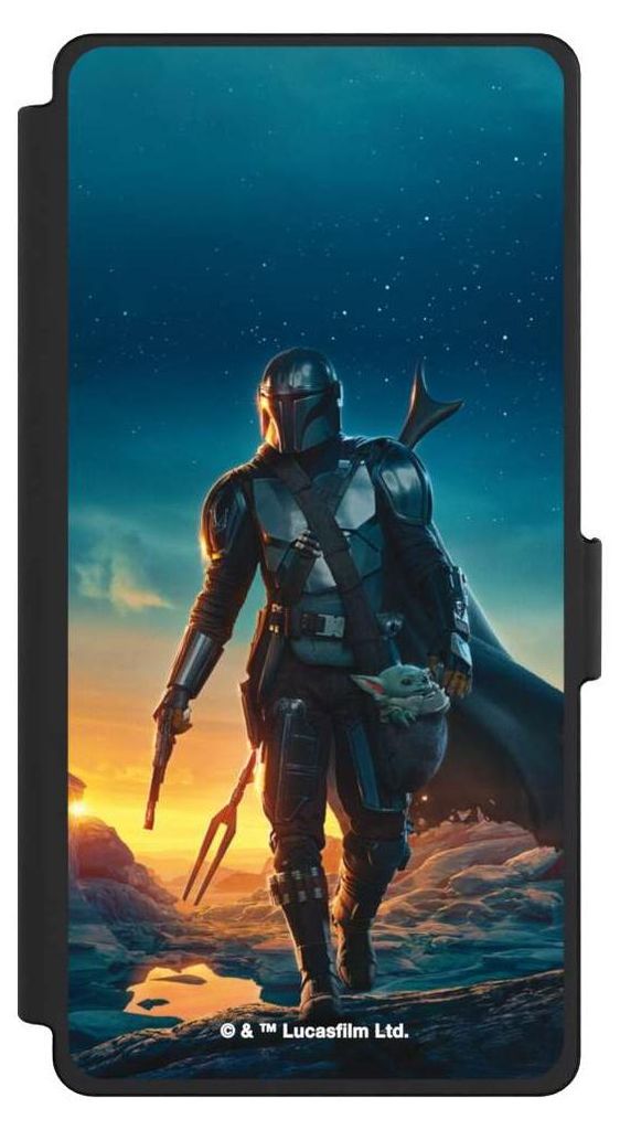 NIVOCASE Klapphülle für Samsung Galaxy S25 Ultra Handyhülle aus Kunst Leder NIVOflip schwarz Sonnenuntergang Star Wars The Mandalorian