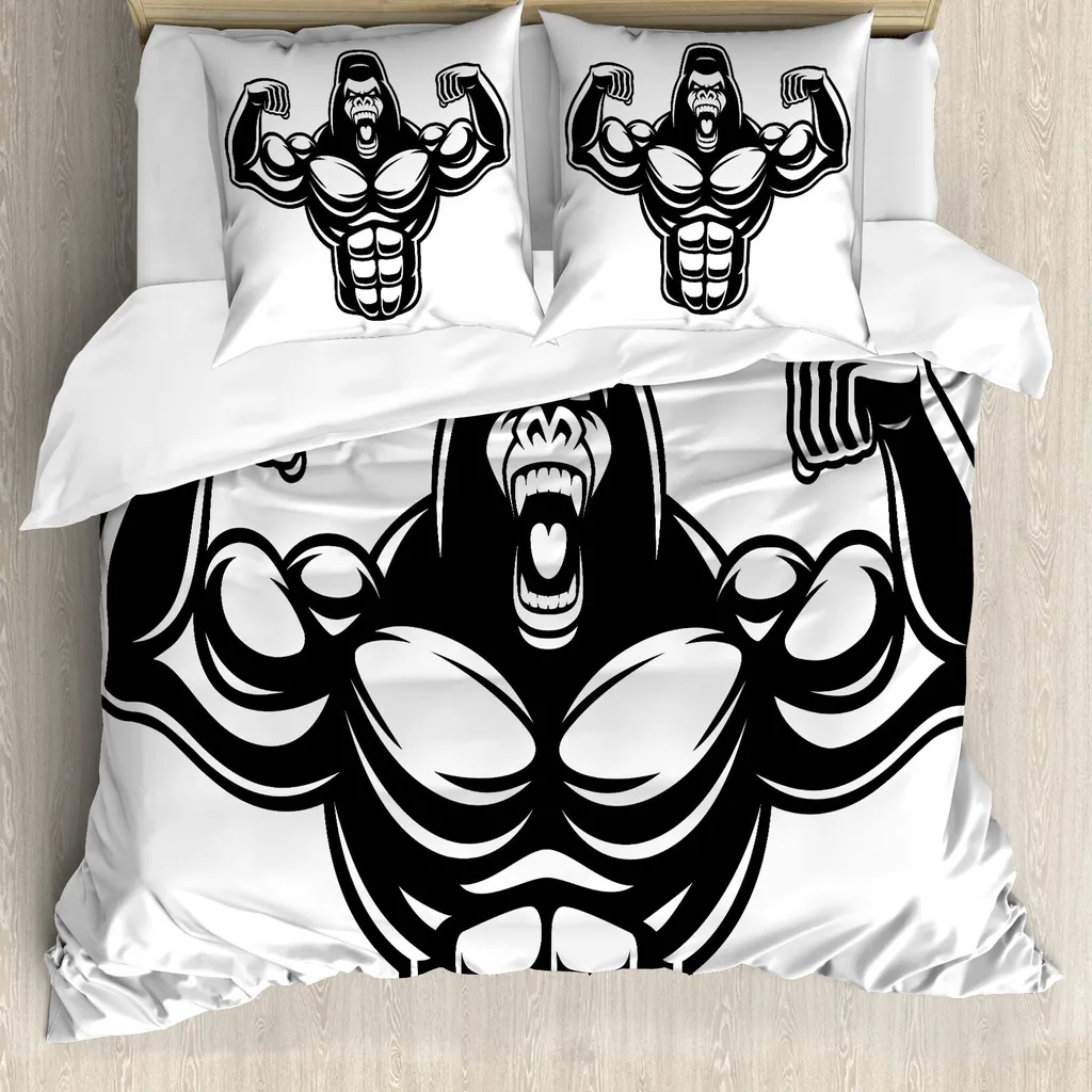 Linge de lit sport pour chambre ado Athlète Beast 155x220 cm gris chic