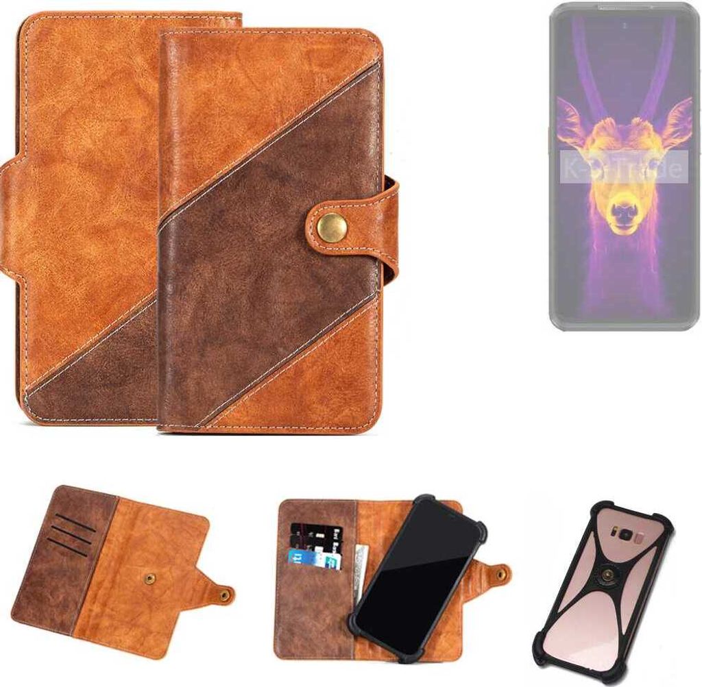 K-S-Trade Handyhülle Schutzhülle Bookstyle Case Wallet-Case kompatibel mit Ulefone Armor 25T Cover Klapphülle Kantenschutz Smartphone dunkelbraun