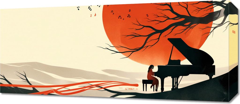 Bild 70x30cm Pianistin