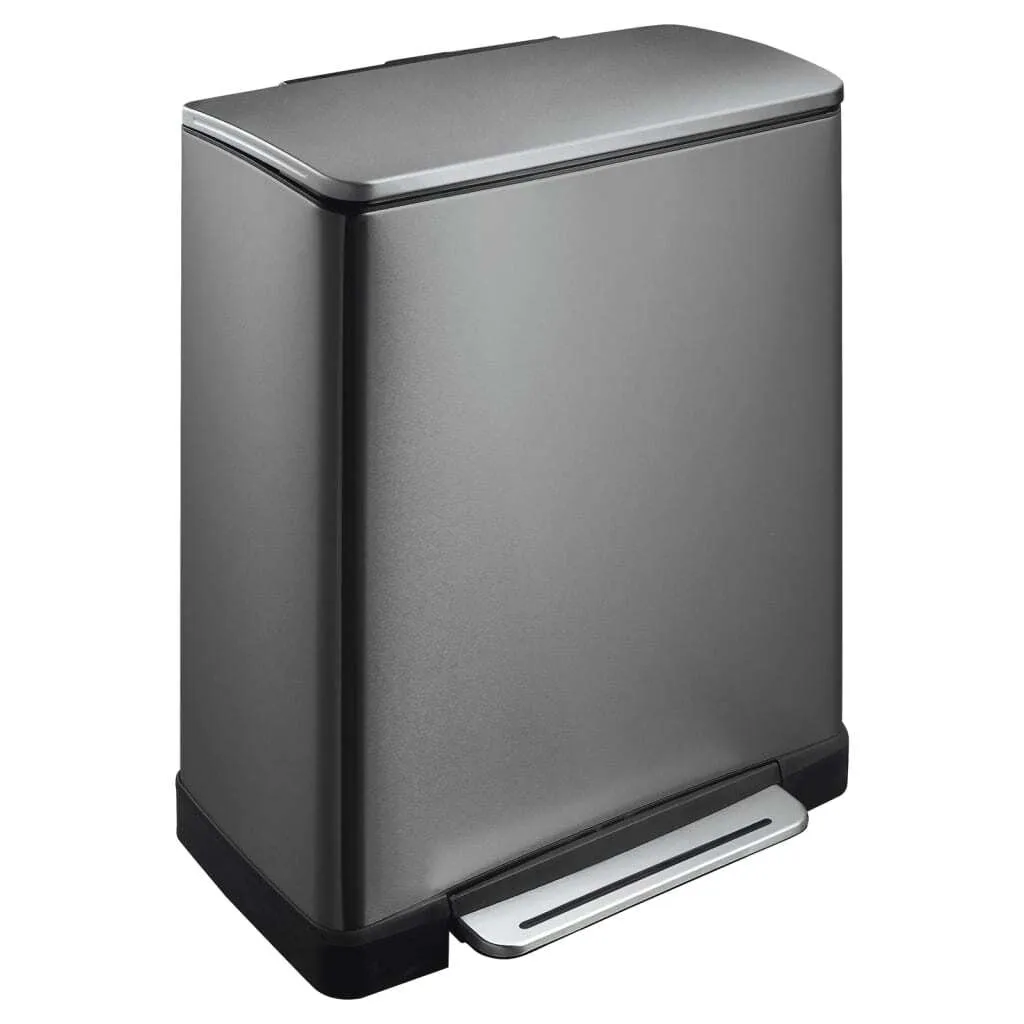 Poubelle à pédale double compartiment 46 litres EKO E-Cube noir mat