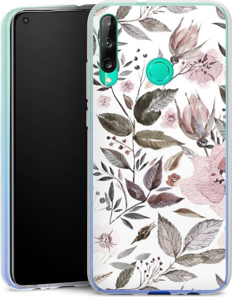 DeinDesign Handyhülle für Huawei P40 Lite E Silikon Hülle Case Smartphone Schutzhülle Blumen Pastell Wasserfarbe
